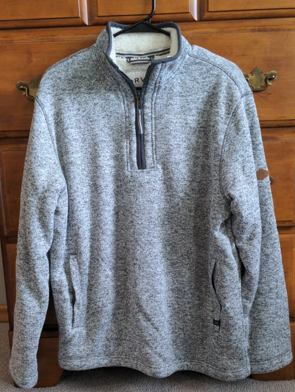 Orvis Gray Heather Sherpa-lined Quarter-Zip Pullover Sweater